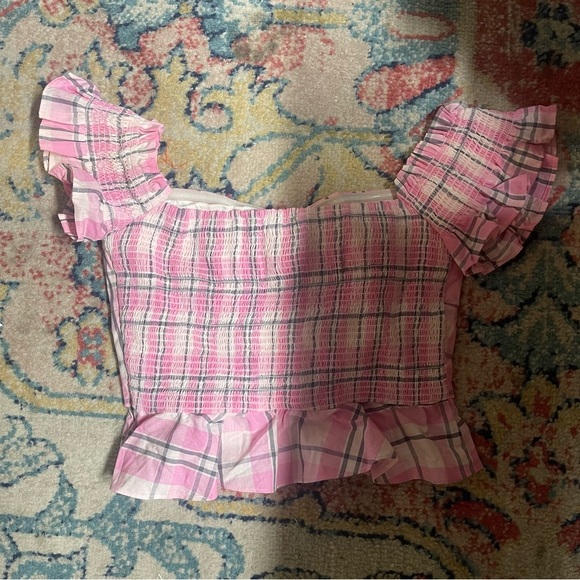 NWOT Majorelle Olympia Top in Pink Plaid size small - Picture 5 of 6